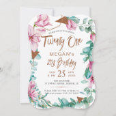 201 Water Colorフローラ21歳の誕生日パーティー 招待状 (正面)