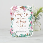 201 Water Colorフローラ21歳の誕生日パーティー 招待状 (スタンド正面)