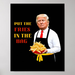 202おもしろい年にフライドポテトを入れたトランプのファストフードバッグ ポスター