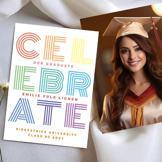 202モダンY GRADカラフルの編集可能クラス 案内状