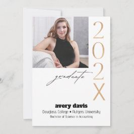 202年卒業金ゴールド写真ホワイト背景 案内状