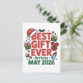 202最高の年5月に妊娠クリスマスプレゼントが届く シーズンポストカード (スタンド正面)