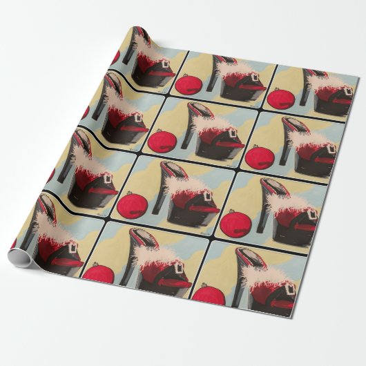 2020いけな年の女絵画子クリスマス ラッピングペーパー (アンロールド)