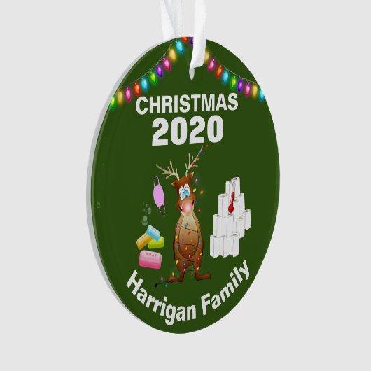 2020おもしろいパーソナライズされた年コビデのクリスマスツリー オーナメント (正面)