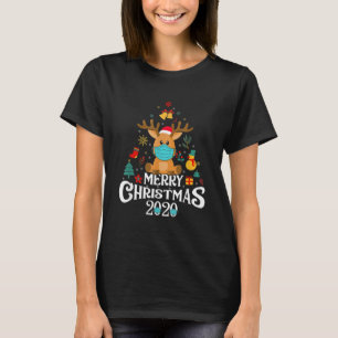 2020おもしろい年のクリスマスツリー鹿マスクCos Tシャツ