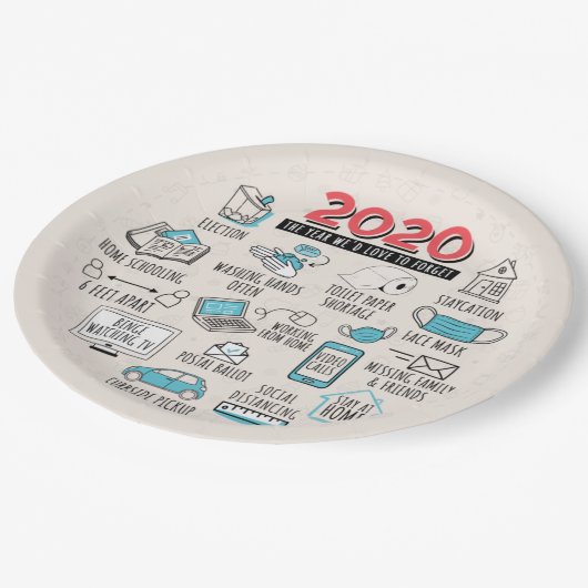 2020おもしろい年の検疫の忘れパーティー ペーパープレート (アングル)