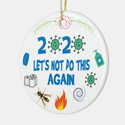 2020おもしろい年の流行性クリスマス、レビュー年 セラミックオーナメント (左)