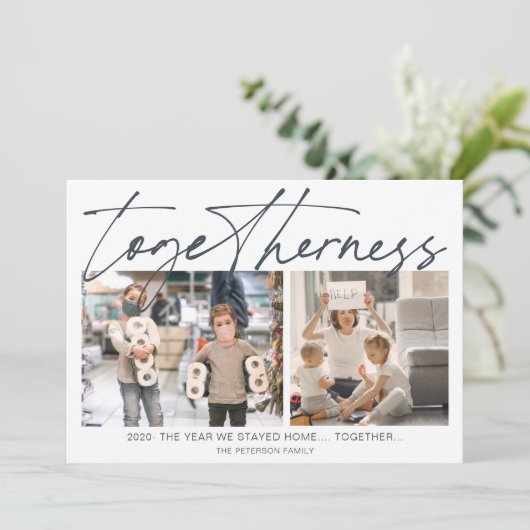 2020おもしろい年転がの新しい年と2枚の写真 カード (スタンド正面)