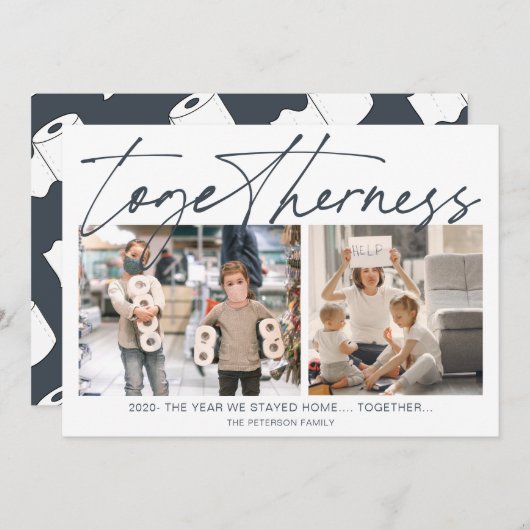 2020おもしろい年転がの新しい年と2枚の写真 カード (正面/裏面)