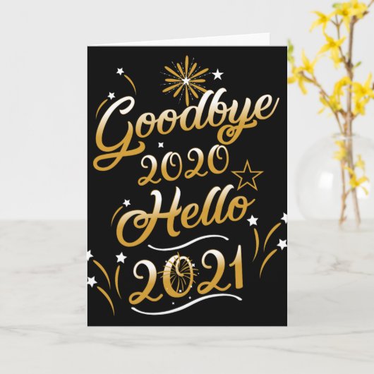 2020さようなら 2021こんにちは - 2021年あけましておめでとう カード (黄色い花)