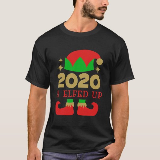 2020はクリスマスの家族パジャマGifおもしろいを持ち上げている Tシャツ (正面)