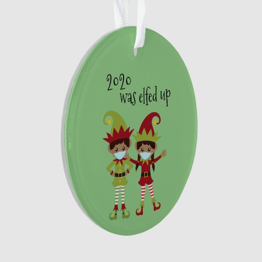 2020はコビデの顔マスク民族小妖精や小人名を削除された オーナメント (正面)
