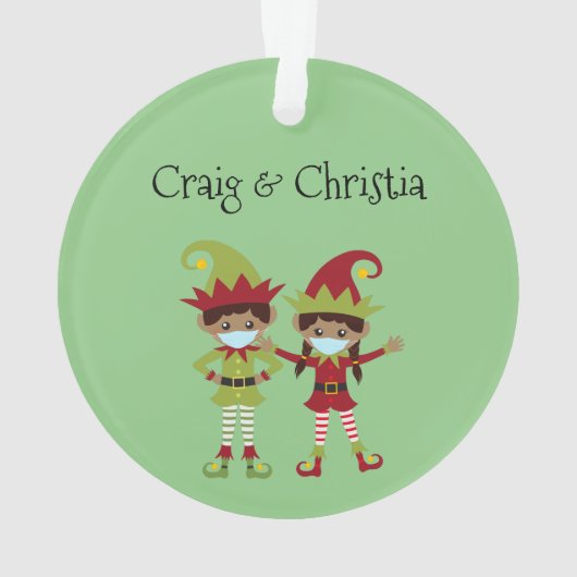 2020はコビデの顔マスク民族小妖精や小人名を削除された オーナメント (裏面)