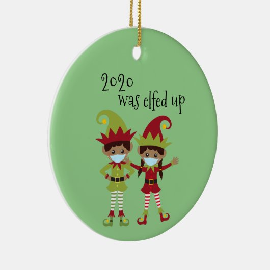 2020はコビデの顔マスク民族小妖精や小人名を削除された セラミックオーナメント (右)