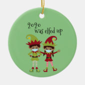 2020はコビデの顔マスク民族小妖精や小人名を削除された セラミックオーナメント (正面)