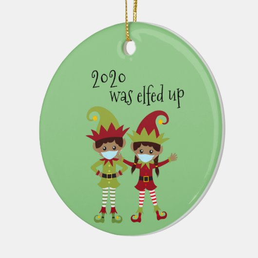 2020はコビデの顔マスク民族小妖精や小人名を削除された セラミックオーナメント (左)