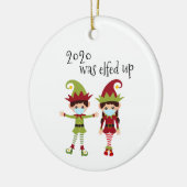 2020はCovidの顔マスクおもしろい小妖精や小人名を削除 セラミックオーナメント (左)
