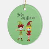 2020はCovid顔マスクおもしろい小妖精や小人ブロンド セラミックオーナメント (左)