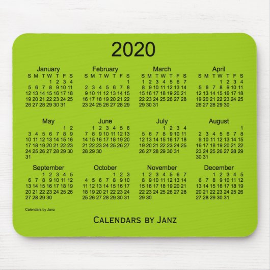 2020イエローグリーンカレンダーby Janz Mouse pad マウスパッド (正面)