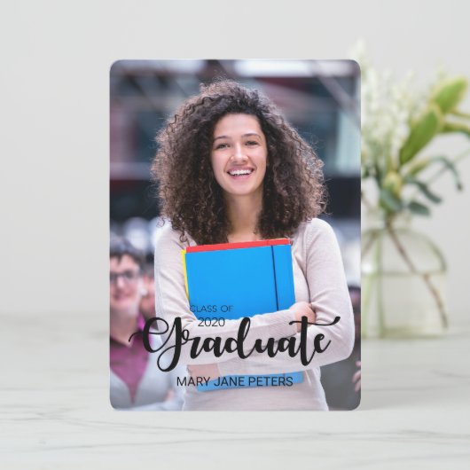 2020カスタマイズ可能な名前の大学院写真のお知らせ 招待状 (スタンド正面)