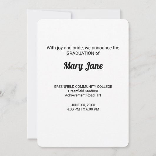 2020カスタマイズ可能な名前の大学院写真のお知らせ 招待状 (裏面)