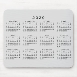 2020カレンダーシンプル（灰色と黒） マウスパッド
