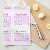 2020カレンダーボルト生地フォントオーキッドキッチン キッチンタオル (四つ折り)