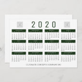 2020カレンダー会社のロゴと名前グリーン シーズンカード (正面/裏面)