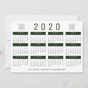 2020カレンダー会社のロゴと名前グリーン シーズンカード