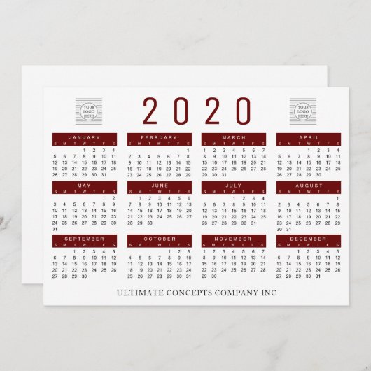 2020カレンダー会社のロゴと名前 シーズンカード (正面/裏面)