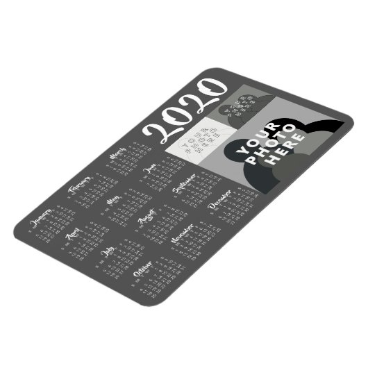 2020カレンダー磁石 – 3カスタム枚の写真 – テンプレート マグネット (左側)