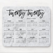 2020カレンダー|のモダンのタイポグラフィおよび大理石の一見 マウスパッド (正面)