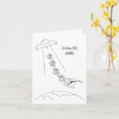 2020クリスマスカーおもしろいドエイリアンサンタの拉致 カード (黄色い花)