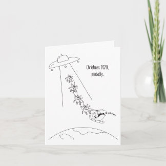 2020クリスマスカーおもしろいドエイリアンサンタの拉致 カード