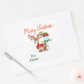 2020クリスマストナカイ雪だるま顔マスクギフト スクエアシール (封筒)