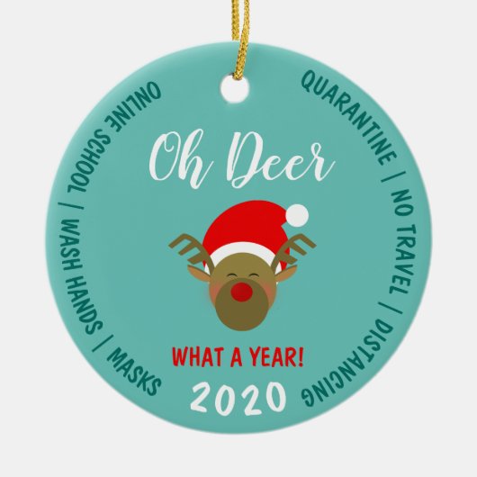 2020コービッドクリおもしろいスマス セラミックオーナメント (正面)