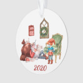2020サンタおもしろいのリストを作成するCovid顔マスク オーナメント (正面)