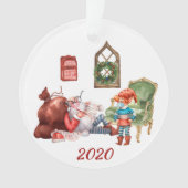 2020サンタおもしろいのリストを作成するCovid顔マスク オーナメント (正面)
