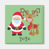 2020サンタおもしろいルドルフ顔マスク マグネット (正面)