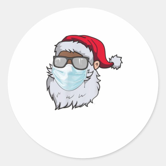 2020サンタと顔マスクブラックアフリカ ラウンドシール (正面)