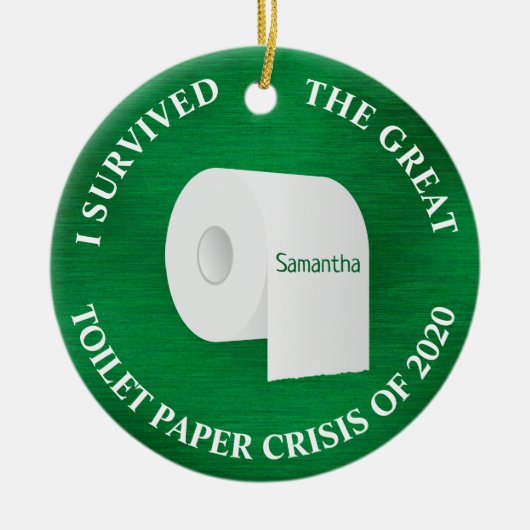 2020トイレおもしろい紙コビッドクリスマスグリーン セラミックオーナメント (正面)