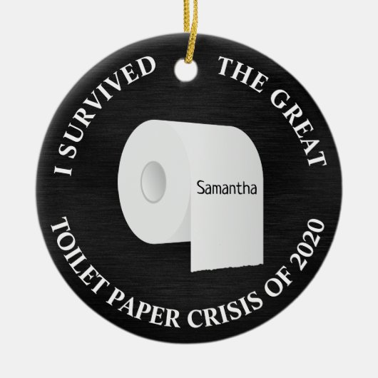 2020トイレおもしろい紙コビッドクリスマスブラック セラミックオーナメント (正面)