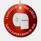 2020トイレおもしろい紙コビッドクリスマスレッド セラミックオーナメント (裏面)