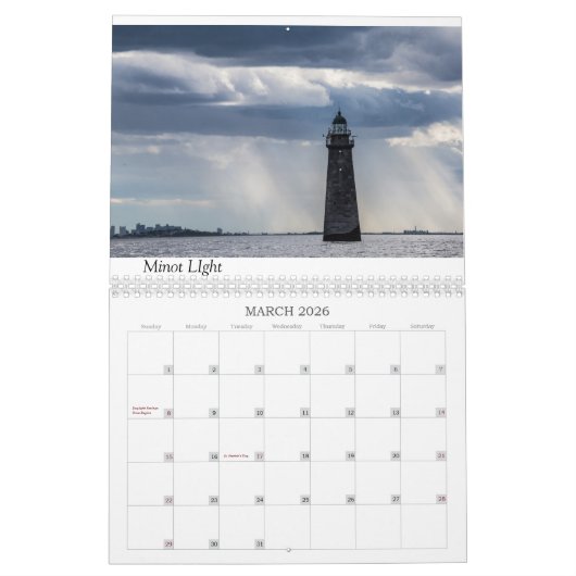 2020ニューイングランドのライトハウス毎月カレンダー カレンダー (3月 2026)