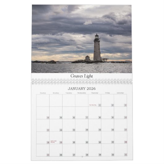 2020ニューイングランドのライトハウス毎月カレンダー カレンダー (1月 2026)