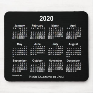 2020ネオンホワイトカレンダー(Janz) マウスパッド