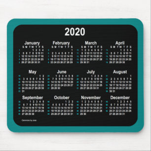 2020ネオン52週間カレンダーバイジャンツティール(緑がかった色) マウスパッド