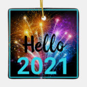 2020パンデミック顔マスククリスマスニューイヤー2021 セラミックオーナメント (正面)