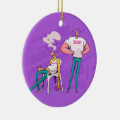 2020パーソナライズされた年おもしろい間2021年休暇 セラミックオーナメント (右)