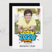 2020フォトグラードモダン漫画スタイルタイポグラフィ 招待状 (正面/裏面)